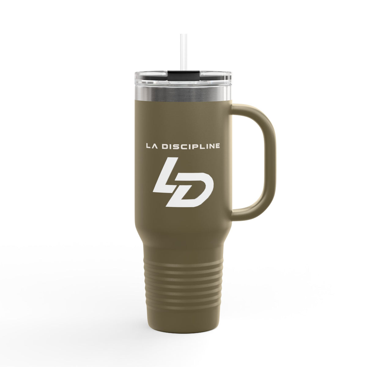 La Discipline 40oz Insulated Travel Mug — Large Stainless Steel Tumbler with Handle & Straw Printify