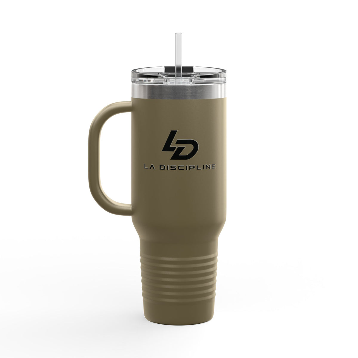La Discipline 40oz Insulated Travel Mug – Large Stainless Steel Tumbler with Straw & Handle Printify