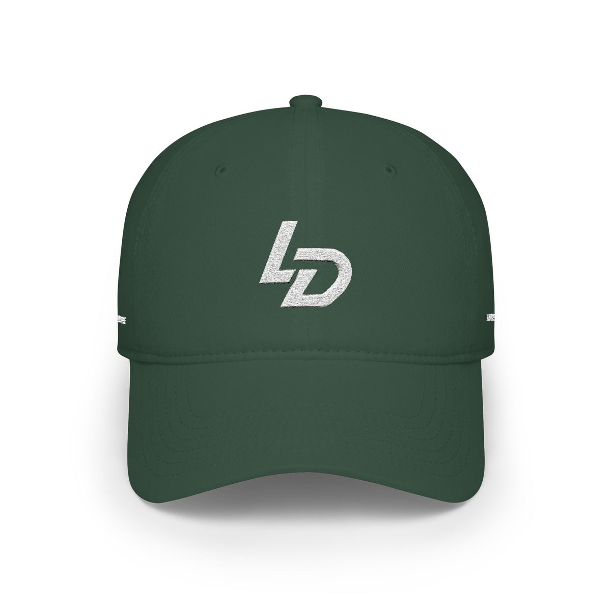 LD Embroidered Low Profile Baseball Cap — Red Minimalist Logo Hat Printify