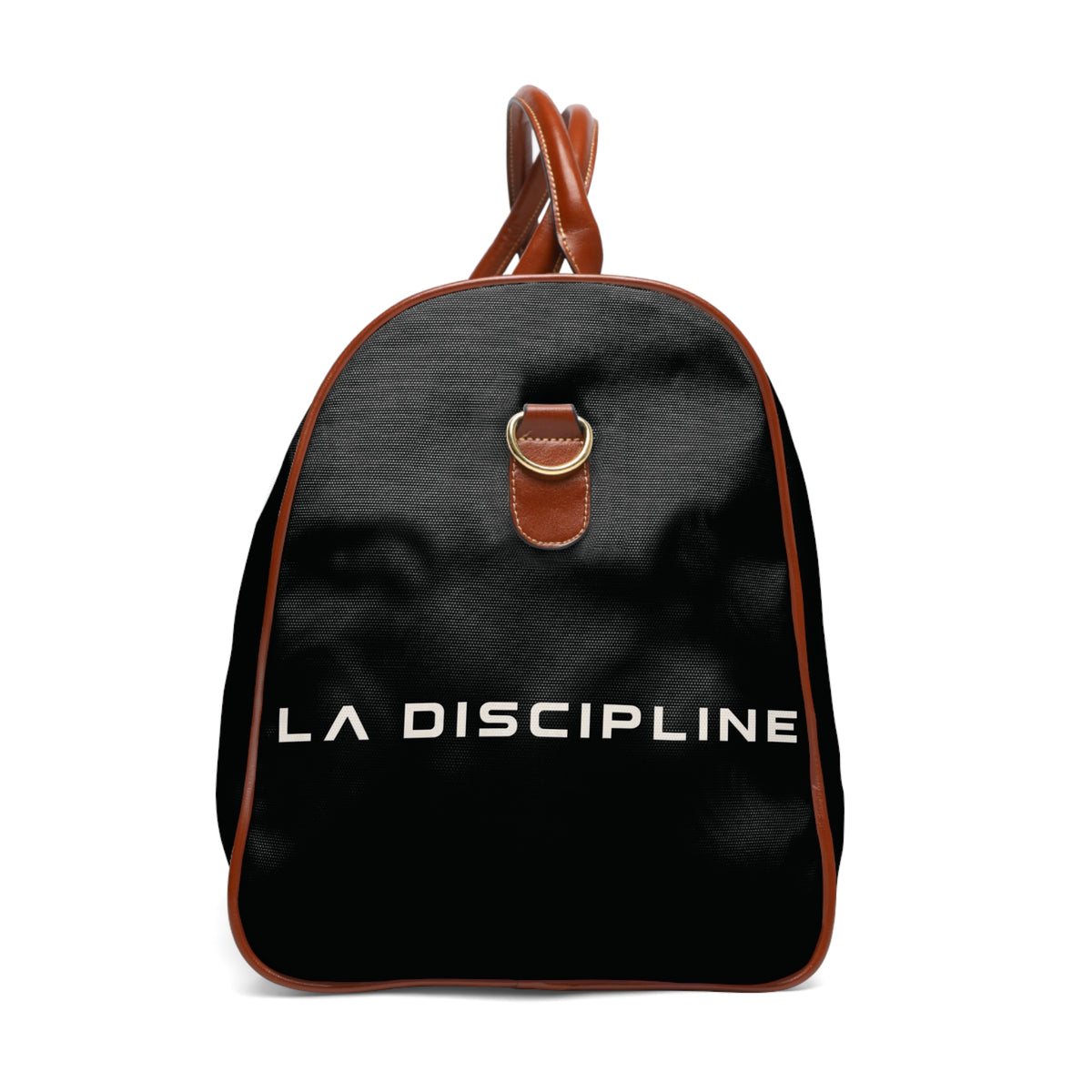 Waterproof Leather-Trim Duffle Bag with Bold Monogram Logo Printify