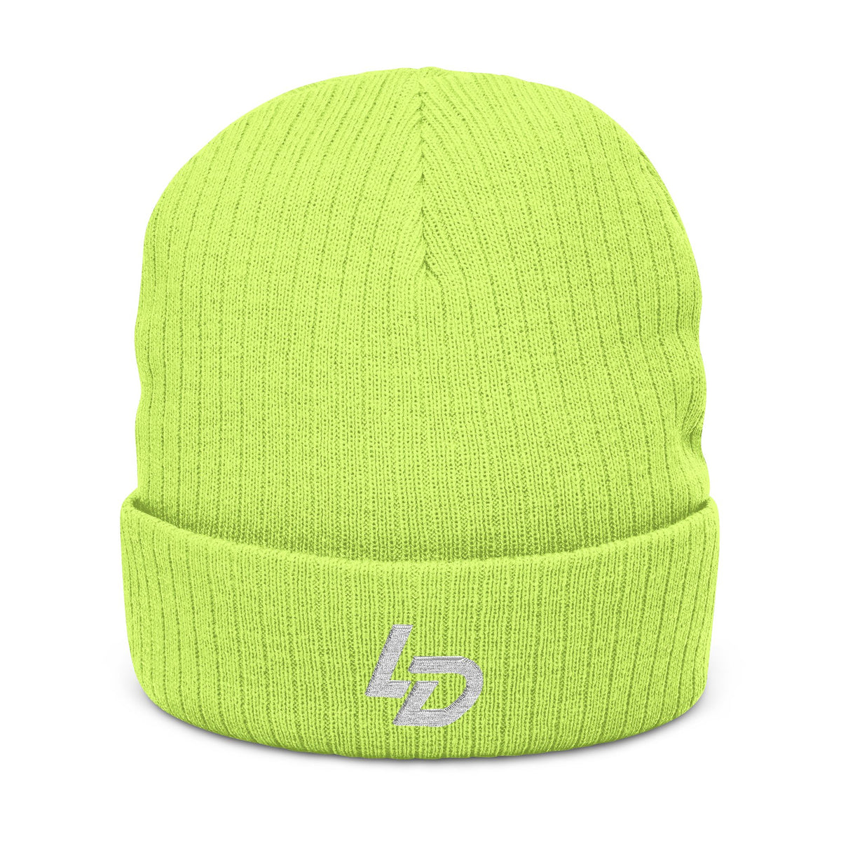 Embroidered LD Ribbed Knit Beanie — Minimal Logo Winter Hat Printify