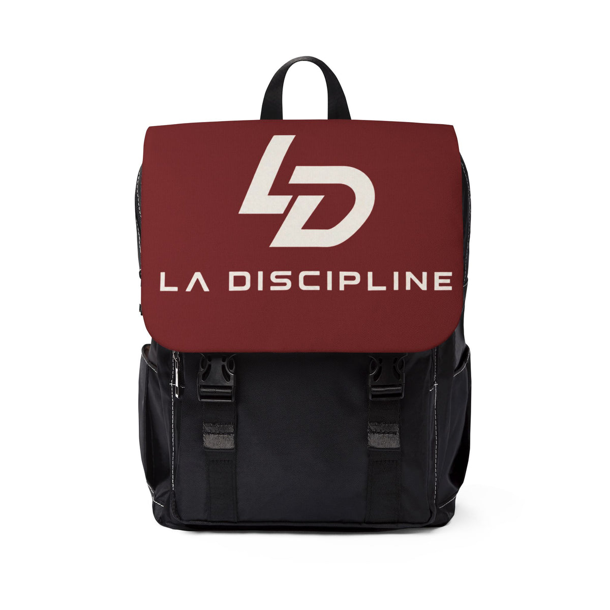 LD La Discipline Logo Backpack — Casual Shoulder Backpack for Students & Commuters Printify