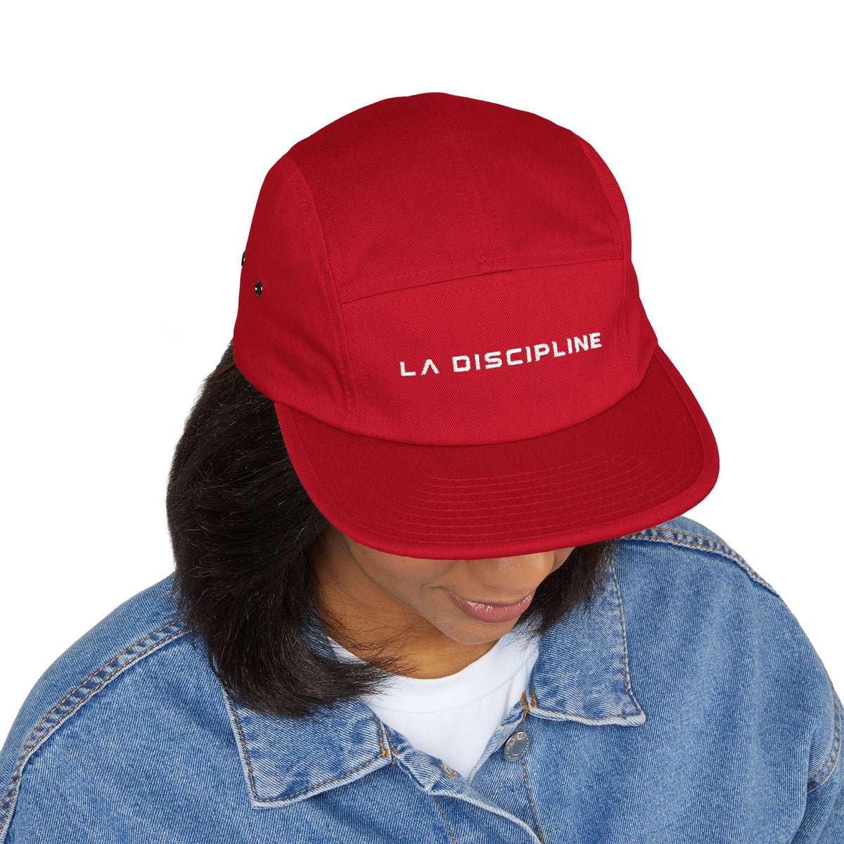Embroidered 5-Panel Cap — "LA DISCIPLINE" Minimal Logo Printify
