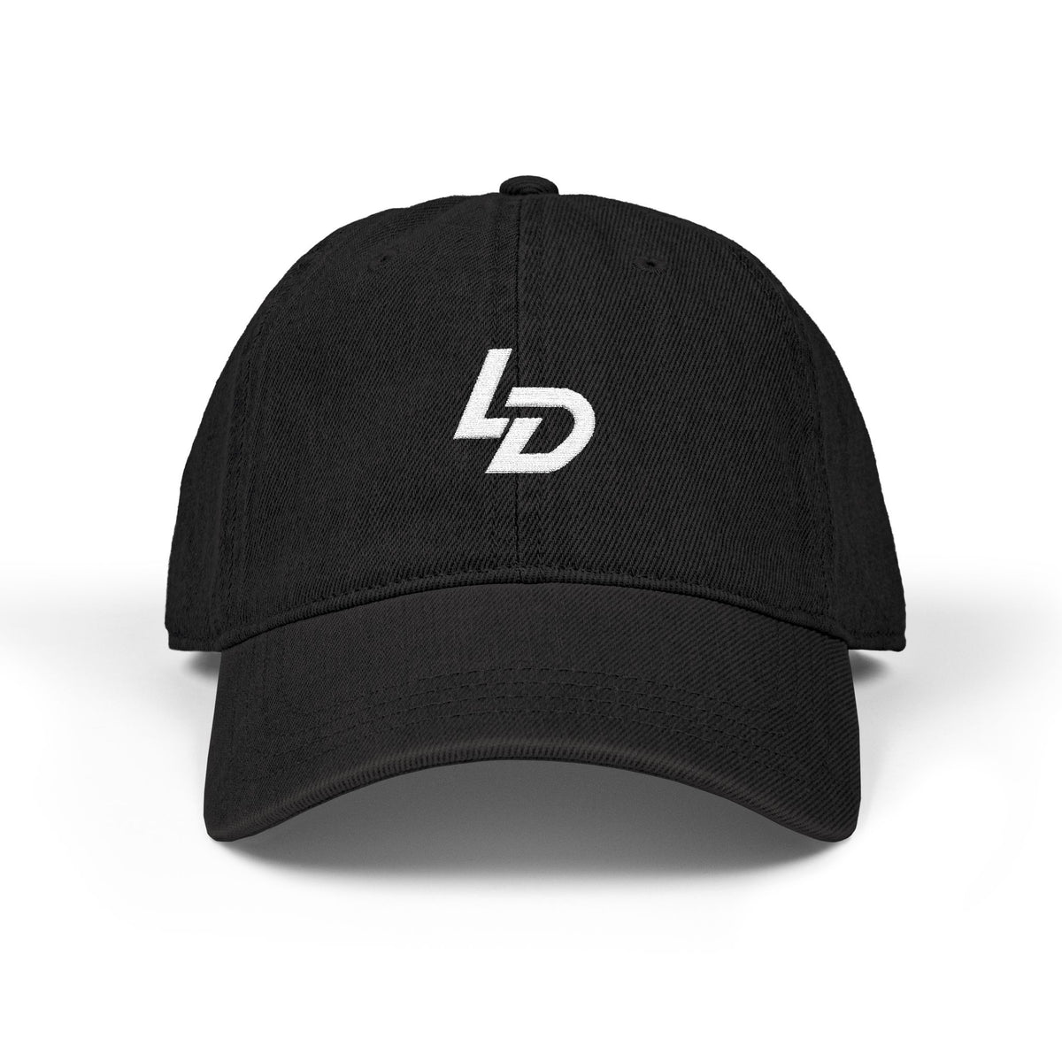 Embroidered LD Denim Hat — Classic Black Logo Baseball Cap Printify
