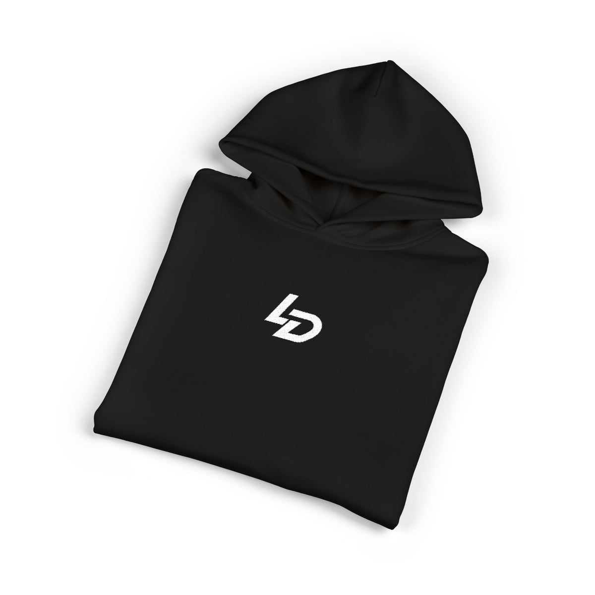 Minimal LD Logo Hoodie — Black Casual Streetwear Hoodie Printify