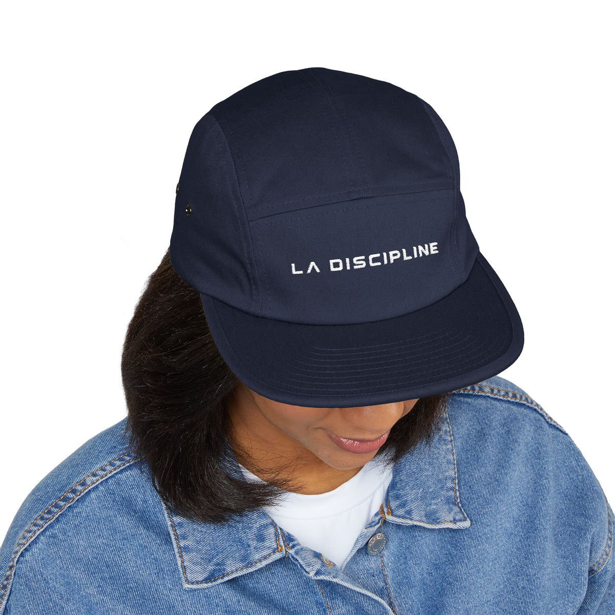 Embroidered 5-Panel Cap — "LA DISCIPLINE" Minimal Logo Printify