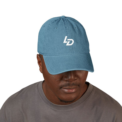Embroidered LD Denim Hat — Classic Black Logo Baseball Cap Printify