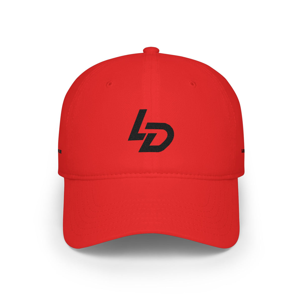 LD Logo Low-Profile Baseball Cap — Minimalist Red Hat with &