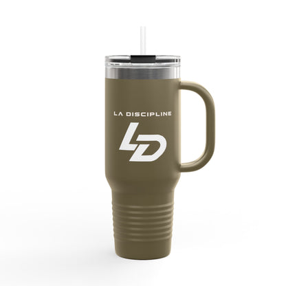 La Discipline 40oz Insulated Travel Mug — Large Stainless Steel Tumbler with Handle &amp; Straw Printify