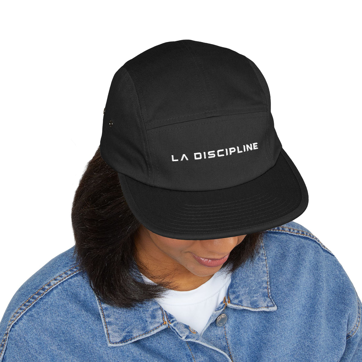 Embroidered 5-Panel Cap — "LA DISCIPLINE" Minimal Logo Printify