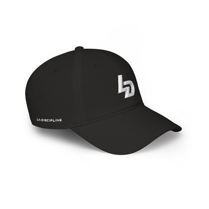 LD Embroidered Low Profile Baseball Cap — Red Minimalist Logo Hat Printify