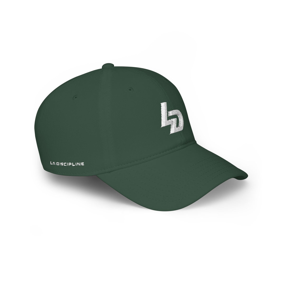 LD Embroidered Low Profile Baseball Cap — Red Minimalist Logo Hat Printify