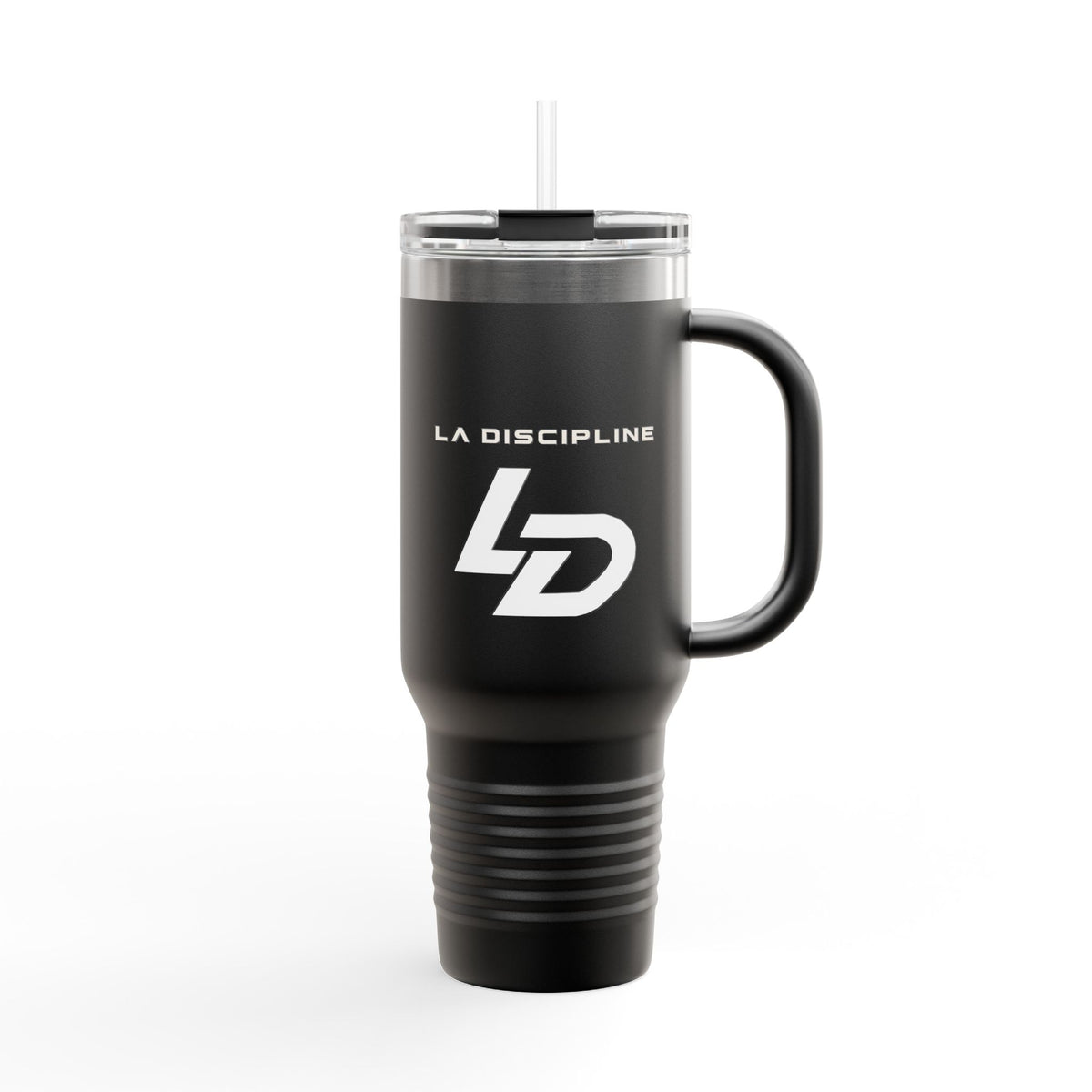 La Discipline 40oz Insulated Travel Mug — Large Stainless Steel Tumbler with Handle &amp; Straw Printify