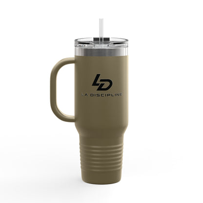 La Discipline 40oz Insulated Travel Mug – Large Stainless Steel Tumbler with Straw &amp; Handle Printify