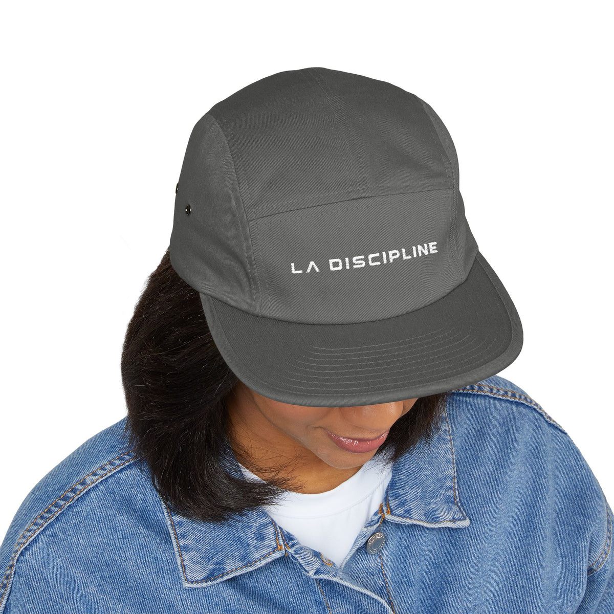 Embroidered 5-Panel Cap — "LA DISCIPLINE" Minimal Logo Printify