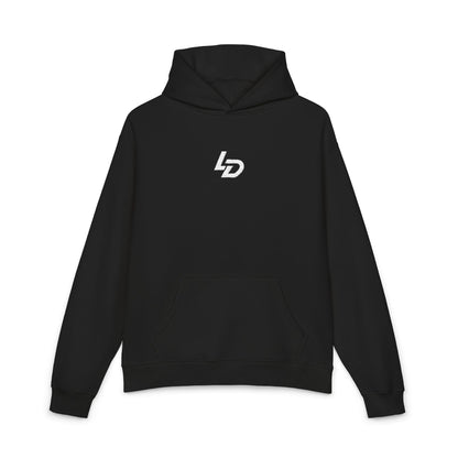 Minimal LD Logo Hoodie — Black Casual Streetwear Hoodie Printify