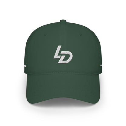 LD Embroidered Low Profile Baseball Cap — Red Minimalist Logo Hat Printify