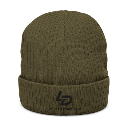 Embroidered Ribbed Beanie – La Discipline Logo Knit Cap Printify