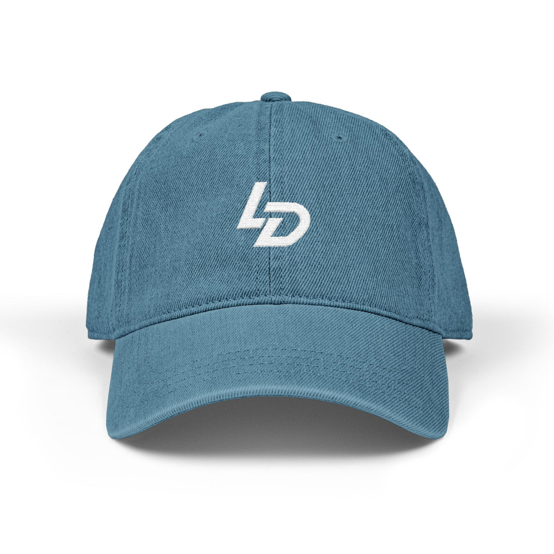 Embroidered LD Denim Hat — Classic Black Logo Baseball Cap Printify