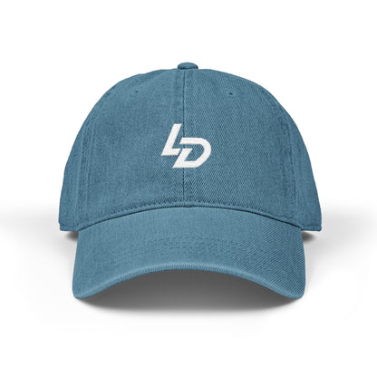 Embroidered LD Denim Hat — Classic Black Logo Baseball Cap Printify