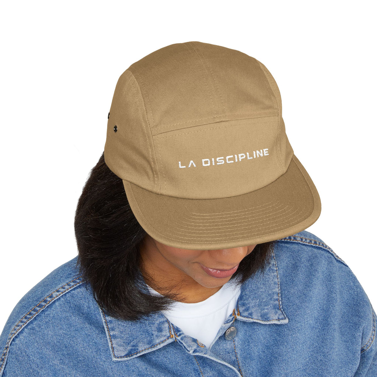 Embroidered 5-Panel Cap — "LA DISCIPLINE" Minimal Logo Printify