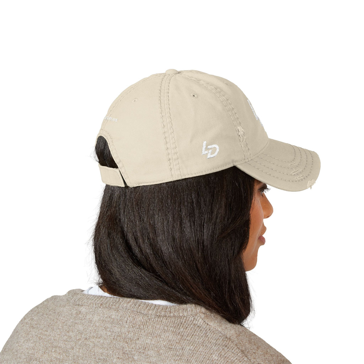 Distressed Embroidered Dad Hat — "LD" Logo &amp; "La Discipline" Back Printify