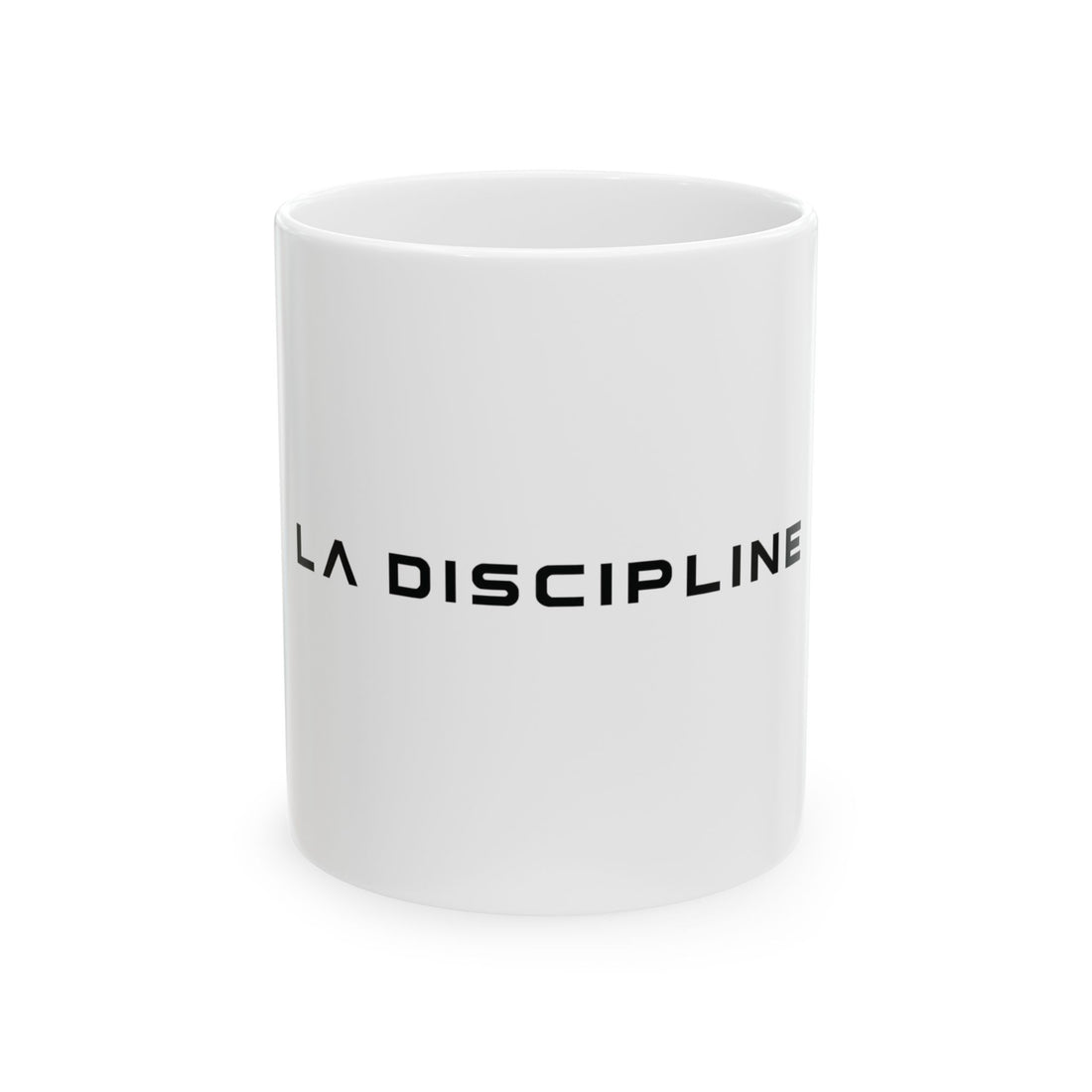 Discipline Ceramic Mug — Minimalist LA DISCIPLINE Coffee Cup (11oz, 15oz) Printify