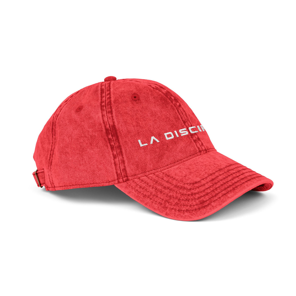 La Discipline Vintage Embroidered Cap — Washed Red Baseball Hat Printify