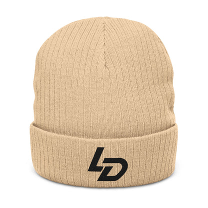 Embroidered LD Ribbed Knit Beanie — Cozy Casual Winter Hat Printify