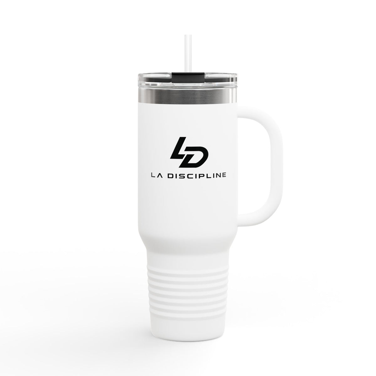 La Discipline 40oz Insulated Travel Mug – Large Stainless Steel Tumbler with Straw &amp; Handle Printify