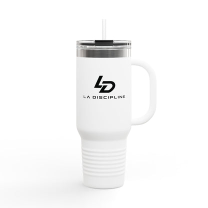 La Discipline 40oz Insulated Travel Mug – Large Stainless Steel Tumbler with Straw &amp; Handle Printify