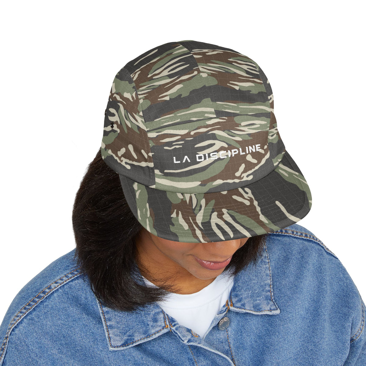 Embroidered 5-Panel Cap — "LA DISCIPLINE" Minimal Logo Printify