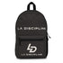 La Discipline Logo Backpack — Minimalist Black Logo Daypack for Gym, School & Travel Printify