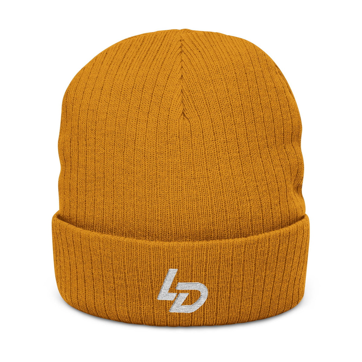 Embroidered LD Ribbed Knit Beanie — Minimal Logo Winter Hat Printify