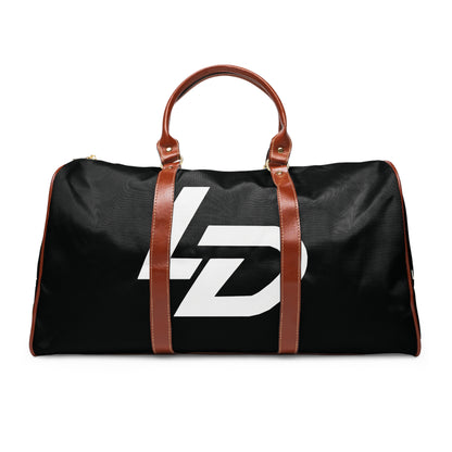 Waterproof Leather-Trim Duffle Bag with Bold Monogram Logo Printify