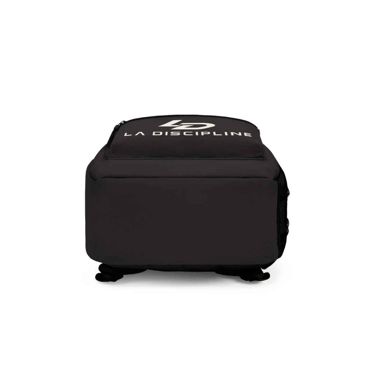 La Discipline Logo Backpack — Minimalist Black Logo Daypack for Gym, School &amp; Travel Printify