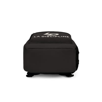 La Discipline Logo Backpack — Minimalist Black Logo Daypack for Gym, School &amp; Travel Printify