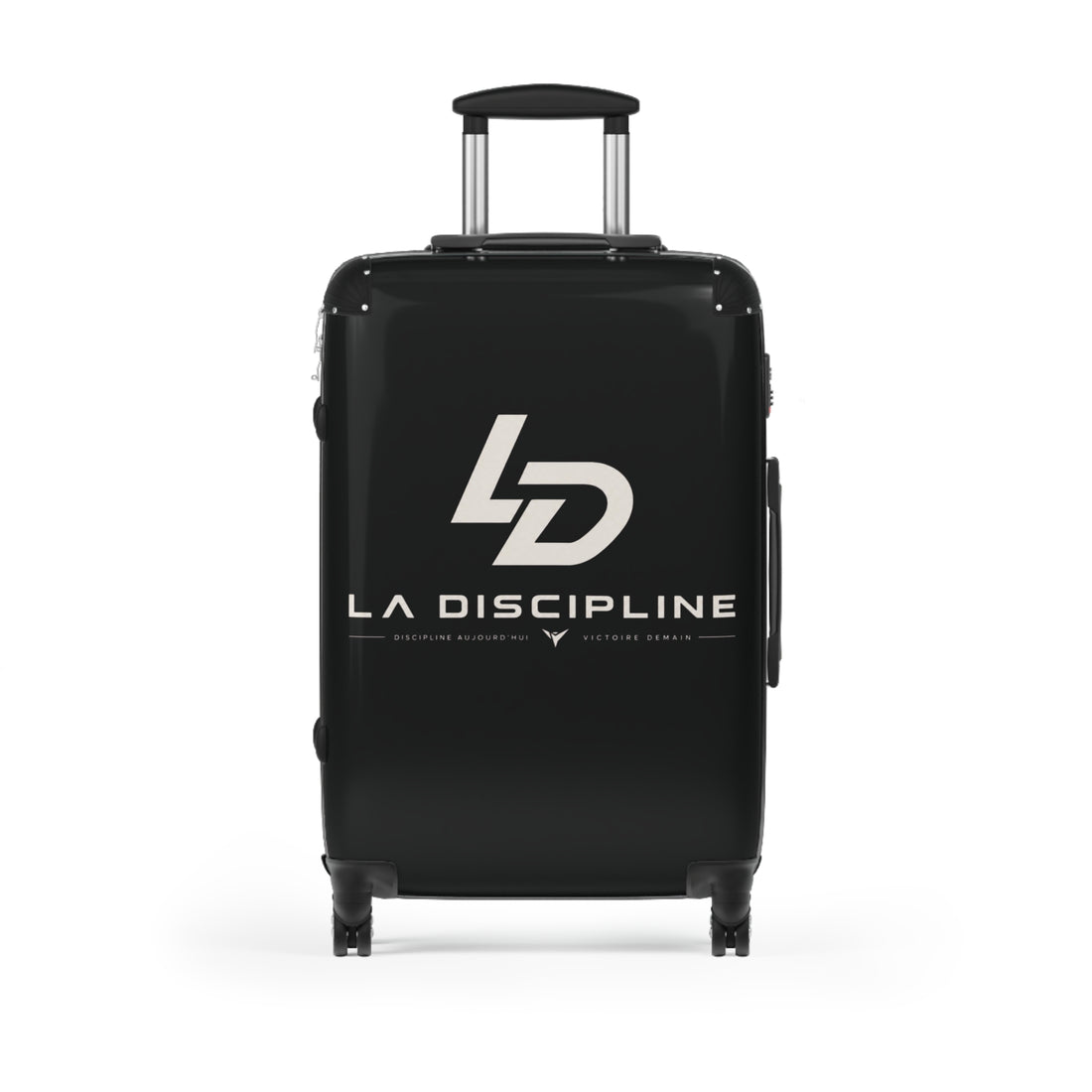 La Discipline Logo Carry-On Suitcase – Black Hard-Shell Travel Luggage Printify