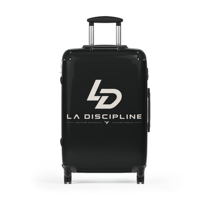La Discipline Logo Carry-On Suitcase – Black Hard-Shell Travel Luggage Printify