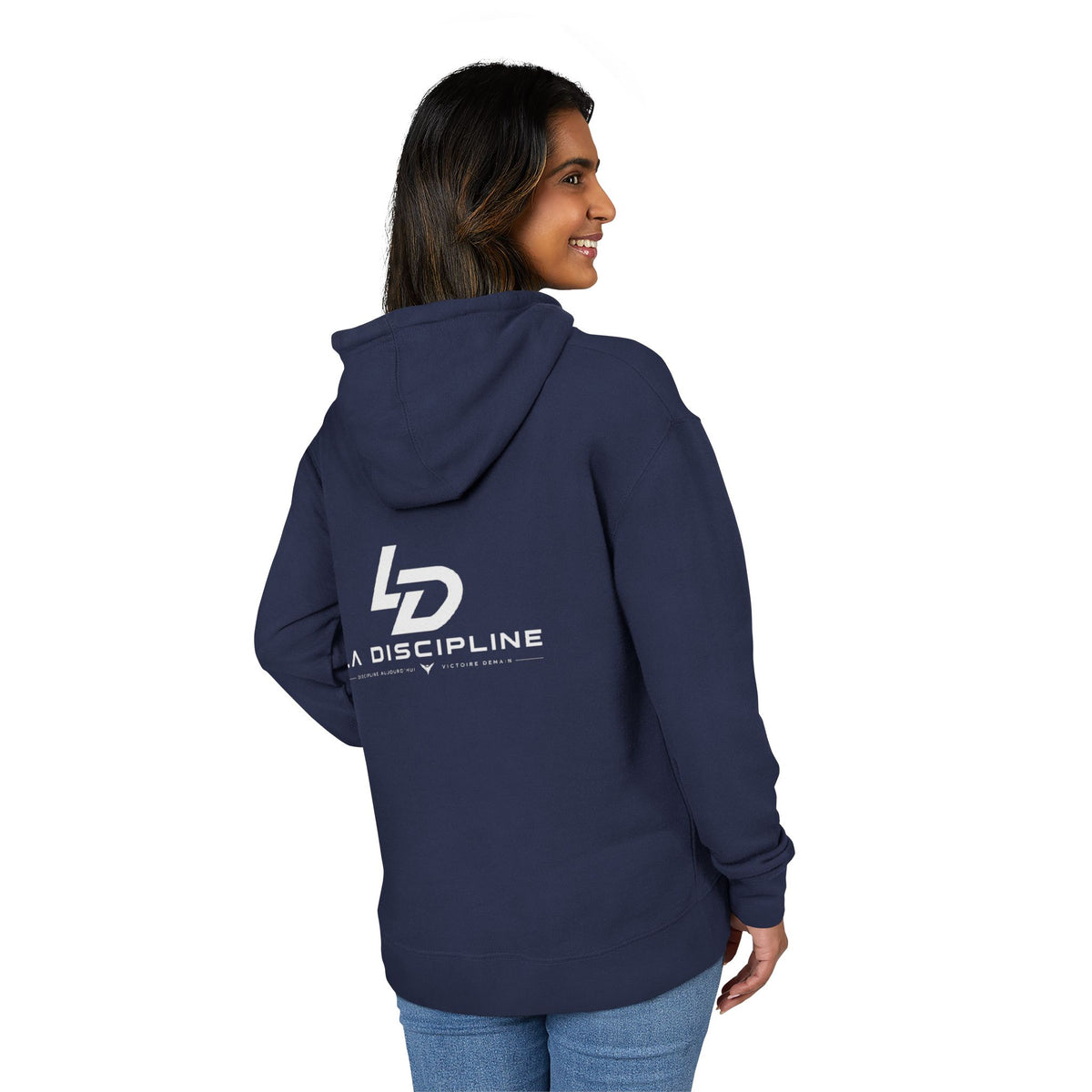 La Discipline Logo Hoodie — Minimal Athletic Black Pullover Printify