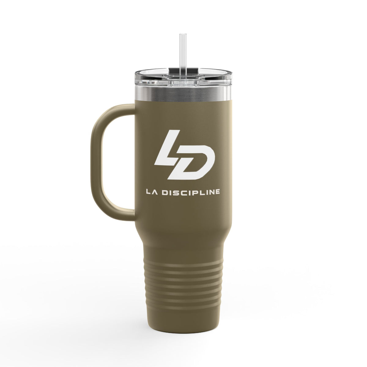 La Discipline 40oz Insulated Travel Mug — Large Stainless Steel Tumbler with Handle &amp; Straw Printify
