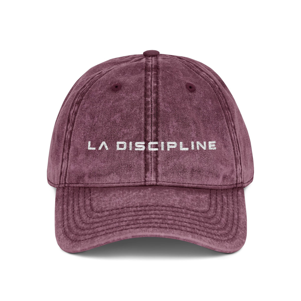 La Discipline Vintage Embroidered Cap — Washed Red Baseball Hat Printify