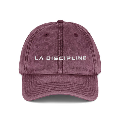 La Discipline Vintage Embroidered Cap — Washed Red Baseball Hat Printify