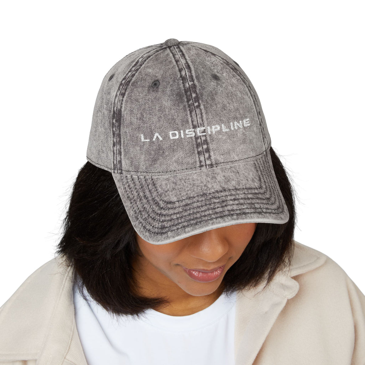 La Discipline Vintage Embroidered Cap — Washed Red Baseball Hat Printify