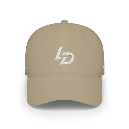 LD Embroidered Low Profile Baseball Cap — Red Minimalist Logo Hat Printify