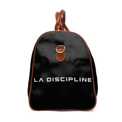 Waterproof Leather-Trim Duffle Bag with Bold Monogram Logo Printify