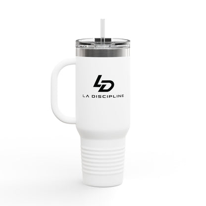 La Discipline 40oz Insulated Travel Mug – Large Stainless Steel Tumbler with Straw &amp; Handle Printify
