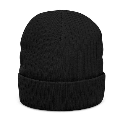 Embroidered LD Ribbed Knit Beanie — Minimal Logo Winter Hat Printify