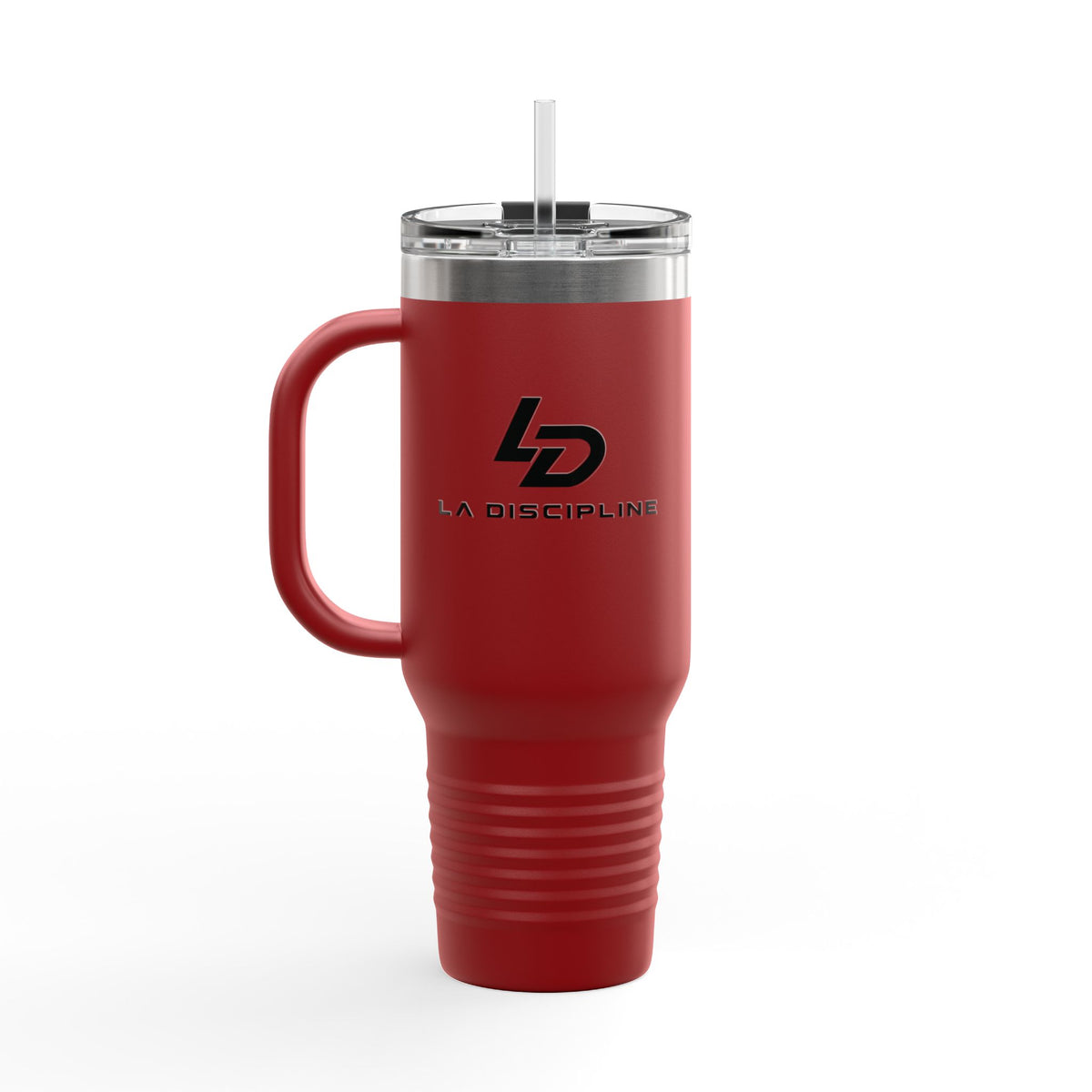 La Discipline 40oz Insulated Travel Mug – Large Stainless Steel Tumbler with Straw &amp; Handle Printify
