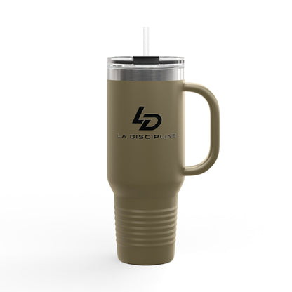 La Discipline 40oz Insulated Travel Mug – Large Stainless Steel Tumbler with Straw &amp; Handle Printify